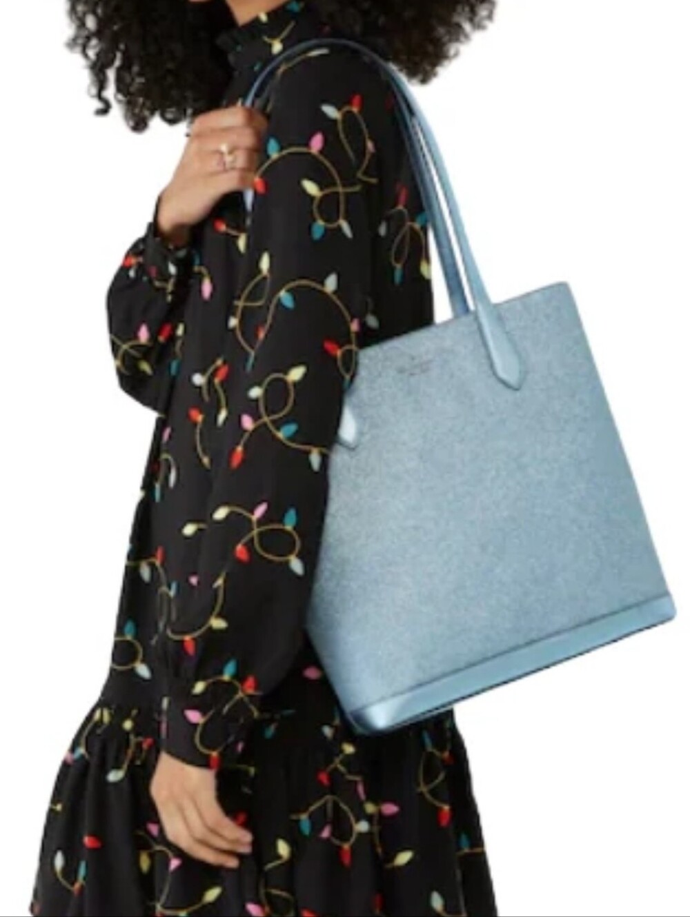 Kate Spade Blue Tinsel Glitter Tote Bag